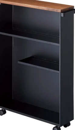Etagère de toilette sur roulettes métal et bois Slim (Noir)