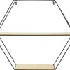 Etagère en bois et métal hexagonale 46 cm