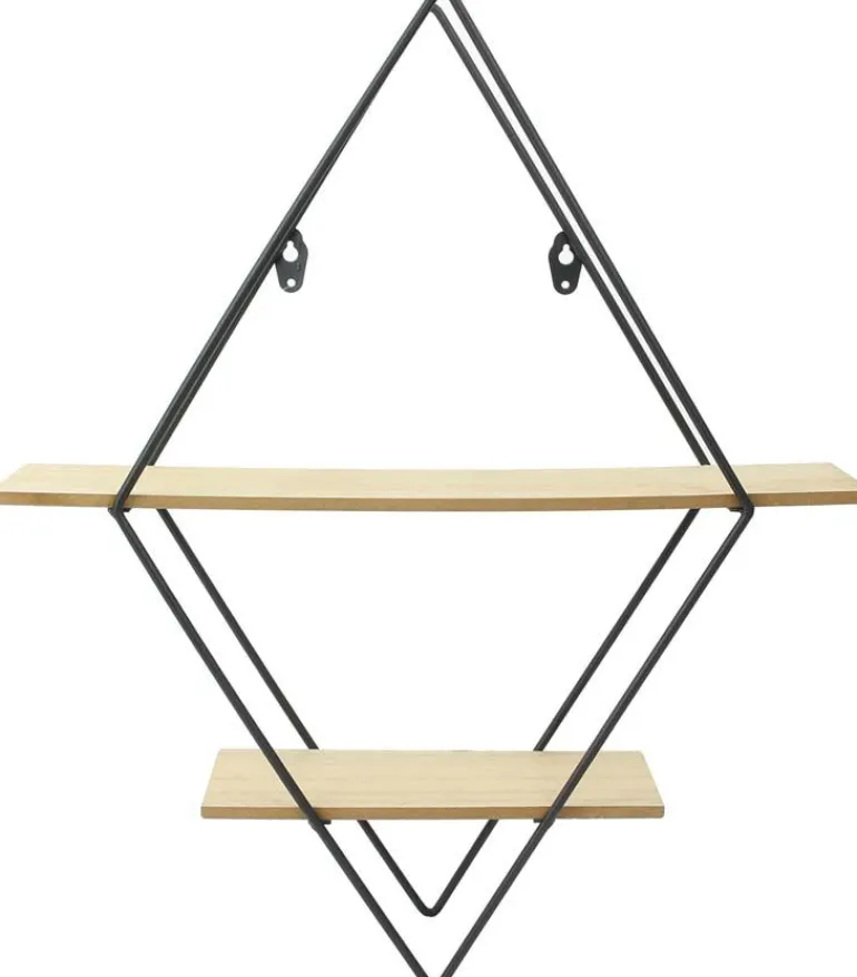 Etagère industrielle losange en bois et métal 46 cm