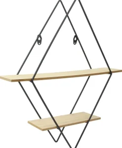 Etagère industrielle losange en bois et métal 46 cm
