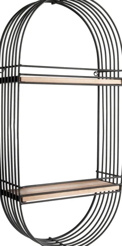 Etagère ovale filaire métal et bois Linéa