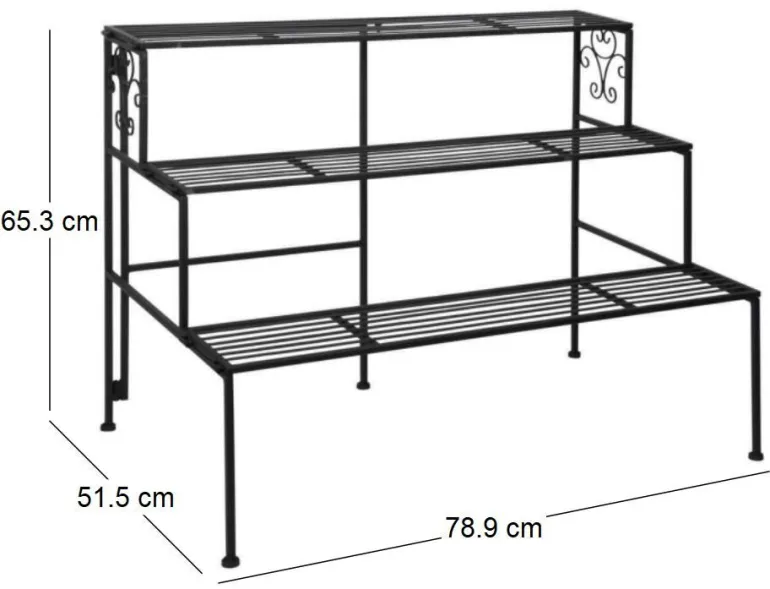 Etagère à plantes pliante en fer (3 niveaux)