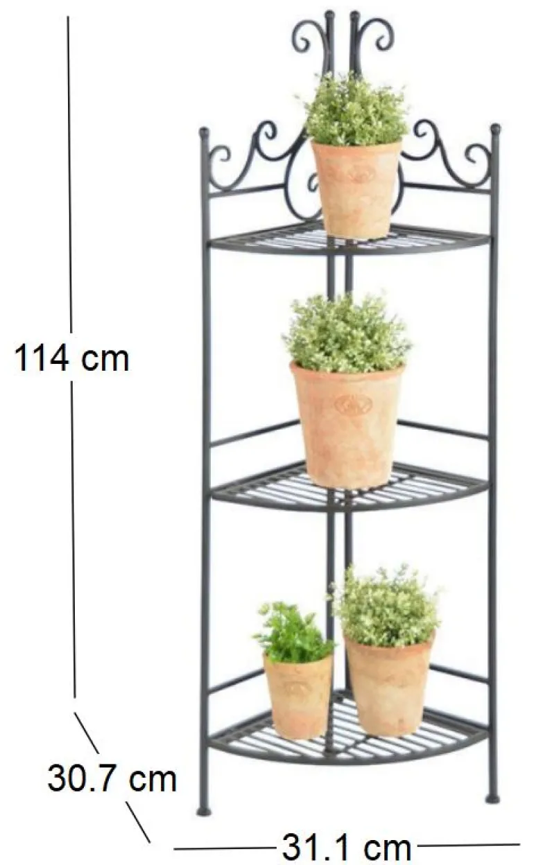 Etagère pliante à plantes Arabesques (Angle 3 niveaux)