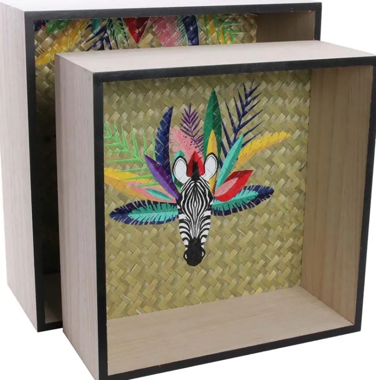 Etagères en bois Tropical Paradise Exotique (Lot de 2)