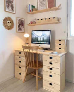 Etagère tablette murale en pin brut (90 x 17 cm)