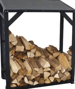 Extension bûcher treillis en bois Black edition