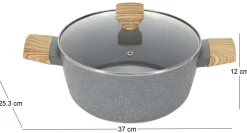 Faitout en aluminium forgé poignées effet bois (24 cm)