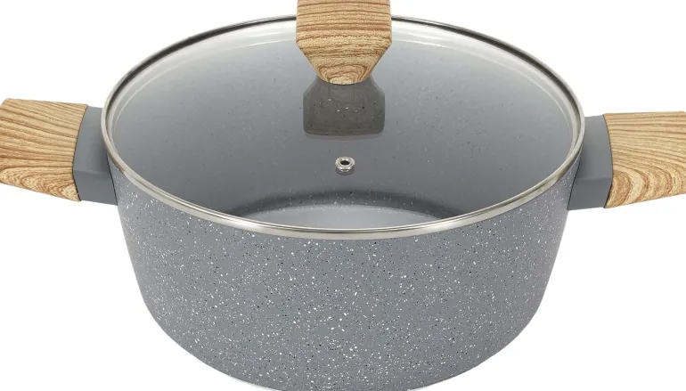 Faitout en aluminium forgé poignées effet bois (24 cm)