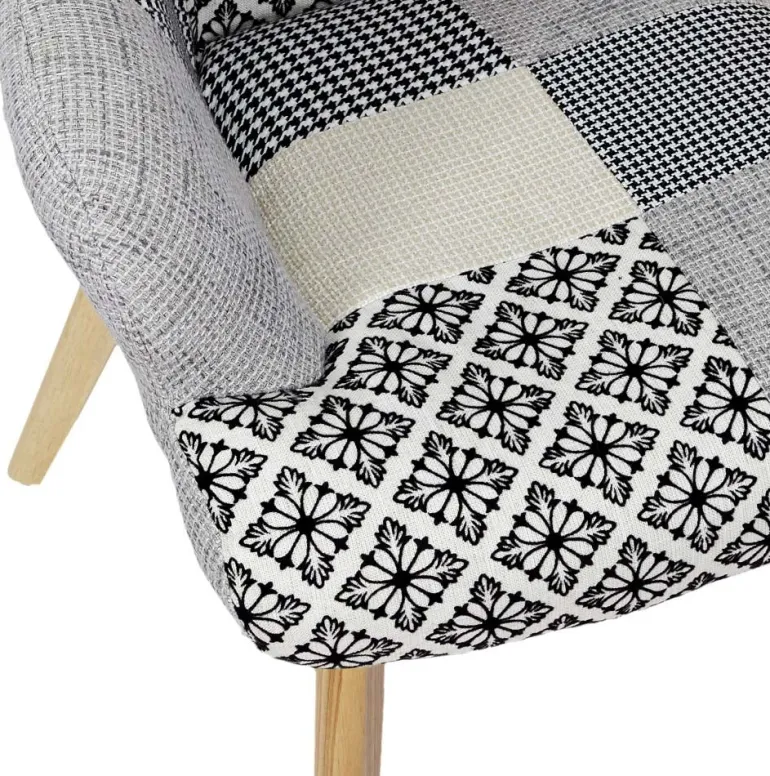 Fauteuil assise en tissu patchwork Helsinki