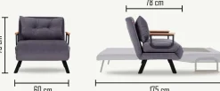 Fauteuil convertible en tissu Sando (Gris)