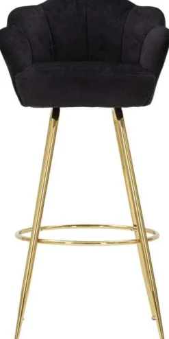 Fauteuil de bar en tissu et métal Vienna (Noir et doré)