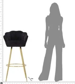 Fauteuil de bar en tissu et métal Vienna (Noir et doré)