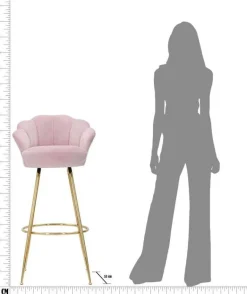Fauteuil de bar en tissu et métal Vienna (Rose)