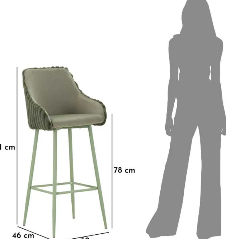 Fauteuil de bar en tissu et métal Alaska (Lot de 2) (Vert)