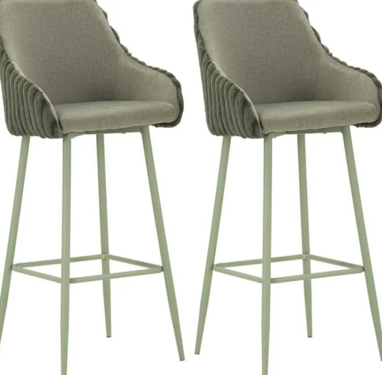 Fauteuil de bar en tissu et métal Alaska (Lot de 2) (Vert)