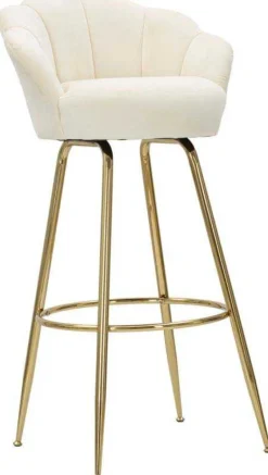Fauteuil de bar en tissu et métal Vienna (Crème et doré)