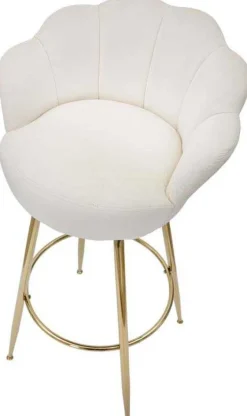 Fauteuil de bar en tissu et métal Vienna (Crème et doré)