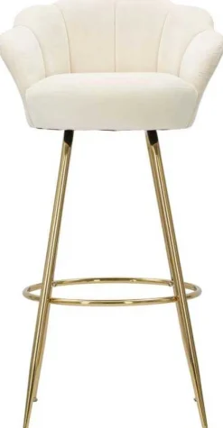 Fauteuil de bar en tissu et métal Vienna (Crème et doré)