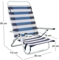 Fauteuil de plage en aluminium Maribel (Rayé bleu)