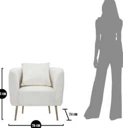 Fauteuil en tissu Bucarest 76 x 74 x 71 cm (Crème)