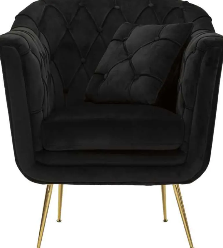 Fauteuil en tissu capitonné Budapest 88 x 83 x 91 cm (Noir)