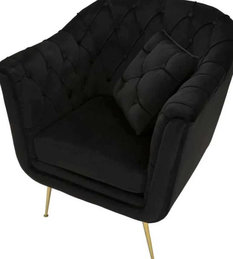 Fauteuil en tissu capitonné Budapest 88 x 83 x 91 cm (Noir)