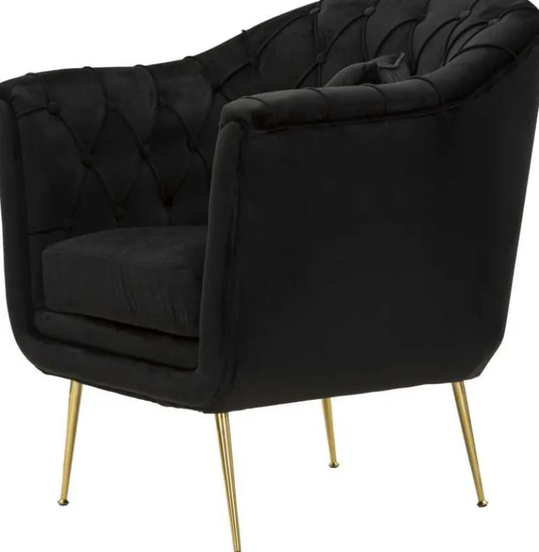 Fauteuil en tissu capitonné Budapest 88 x 83 x 91 cm (Noir)