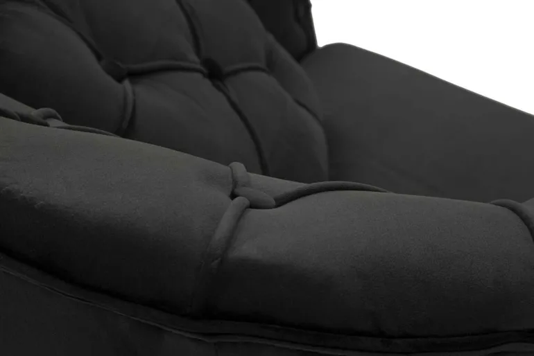 Fauteuil en tissu capitonné Budapest 88 x 83 x 91 cm (Noir)