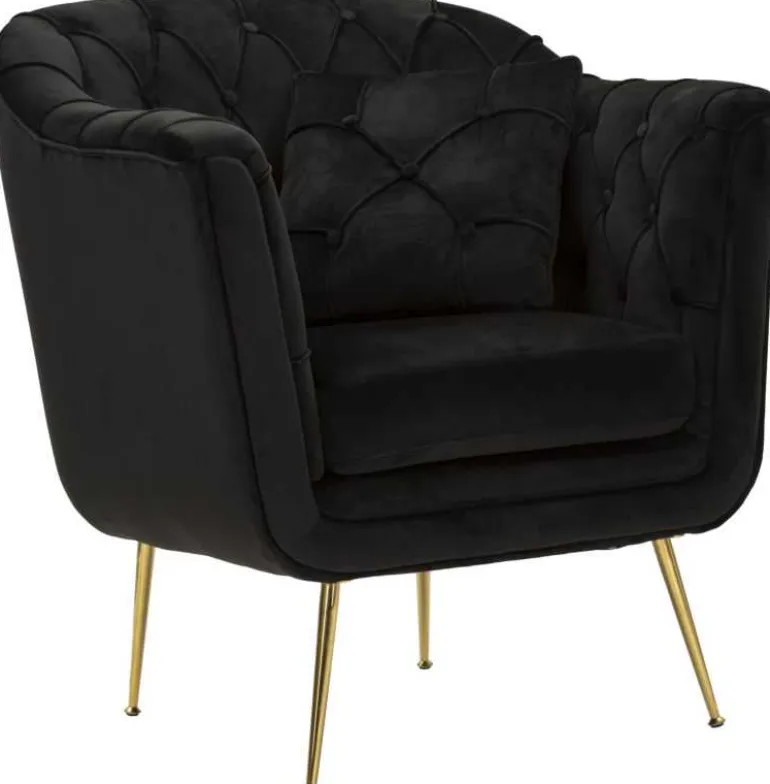 Fauteuil en tissu capitonné Budapest 88 x 83 x 91 cm (Noir)