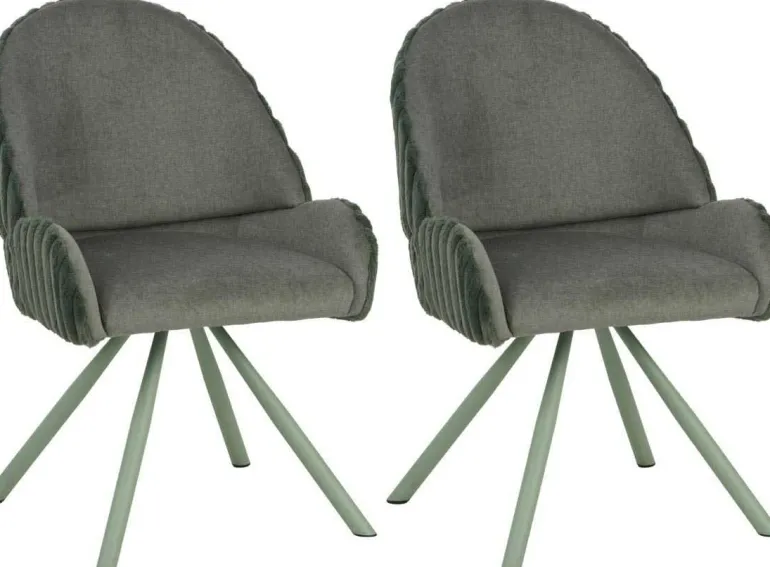 Fauteuil en tissu côtelé Sedia (Lot de 2) (Vert)