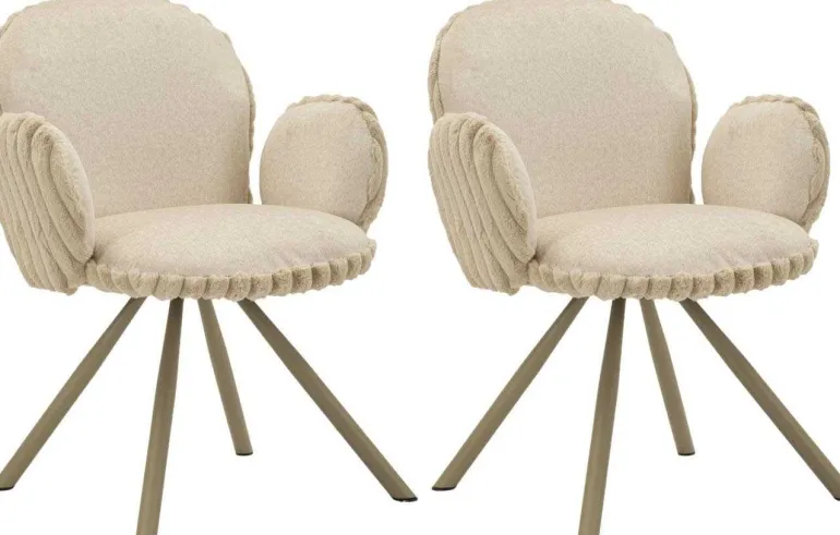 Fauteuil en tissu côtelé Stockholm (Lot de 2) (Crème)