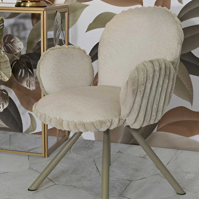 Fauteuil en tissu côtelé Stockholm (Lot de 2) (Crème)