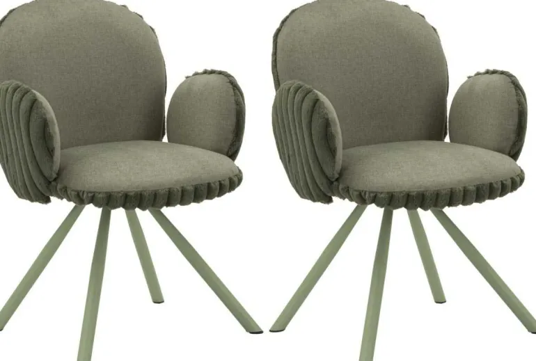 Fauteuil en tissu côtelé Stockholm (Lot de 2) (Vert)
