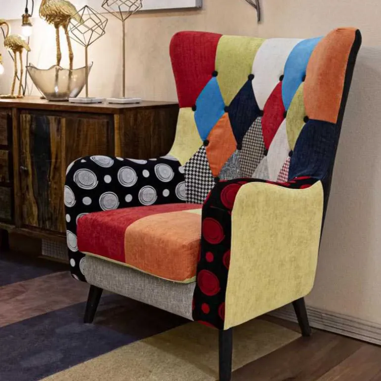 Fauteuil en tissu patchwork Imperial 73 x 79 x 106 cm