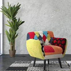 Fauteuil en tissu patchwork 71 x 63 x 78 cm