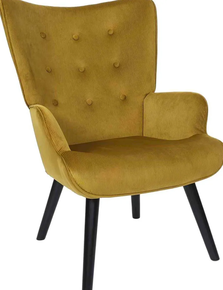 Fauteuil en velours côtelé Giulia (Jaune)