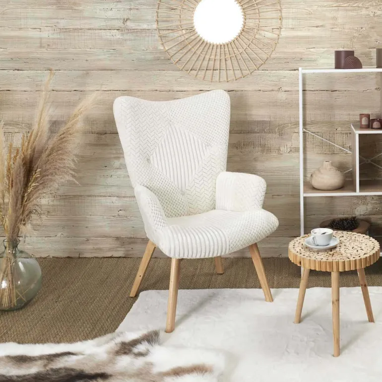 Fauteuil patchwork blanc Helsinki