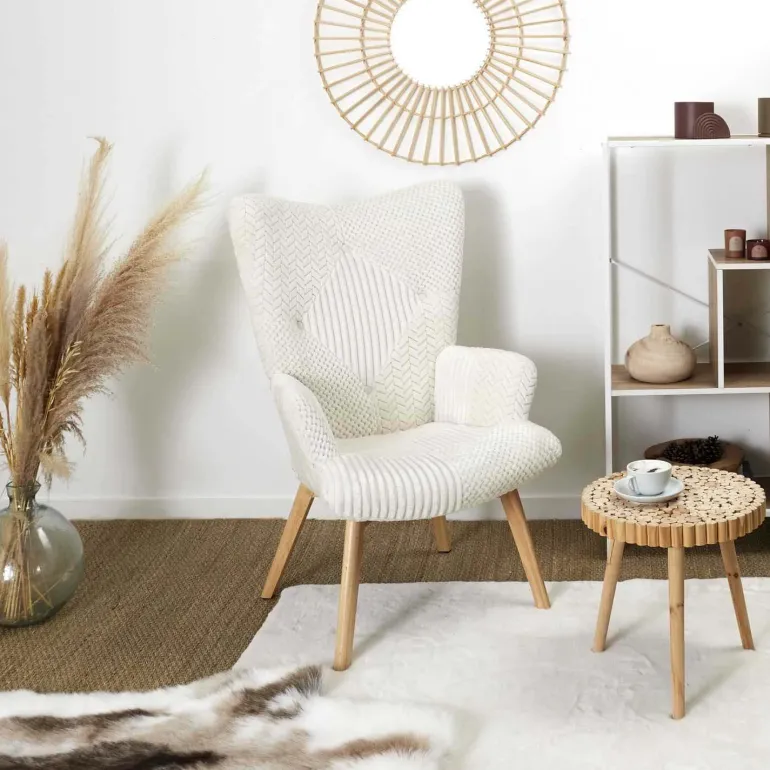 Fauteuil patchwork blanc Helsinki