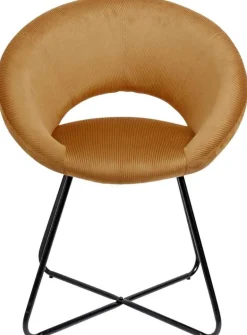 Fauteuil rond en velours cotelé Giulia (Jaune)
