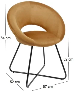 Fauteuil rond en velours cotelé Giulia (Jaune)