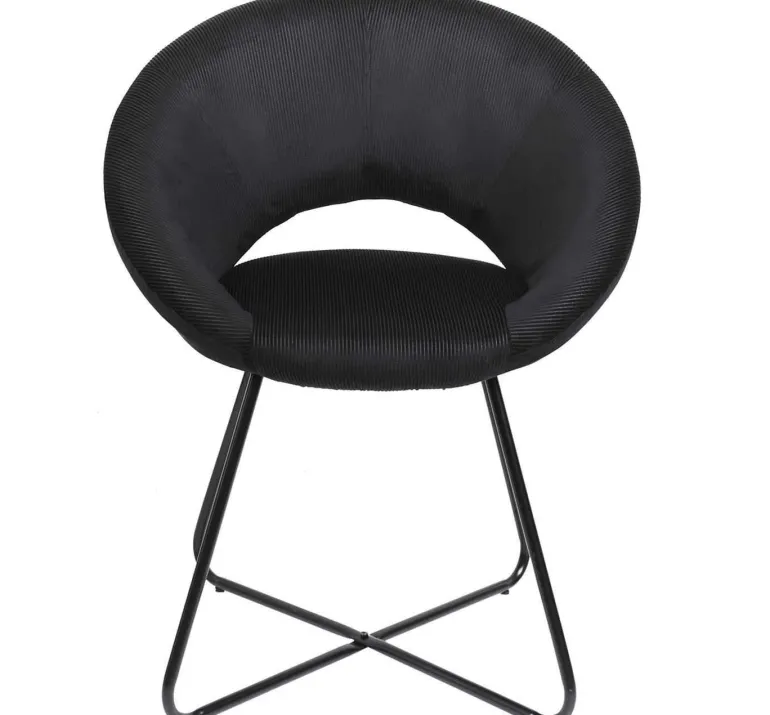 Fauteuil rond en velours cotelé Giulia (Noir)