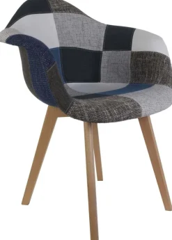 Fauteuil scandinave Patchwork (Lot de 2) (Bleu)