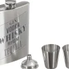 Fiole à whisky avec shooters et entonnoir