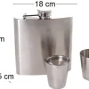 Flasque à whisky en inox avec 2 gobelets