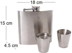 Flasque à whisky en inox avec 2 gobelets