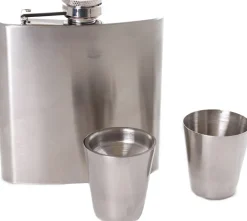 Flasque à whisky en inox avec 2 gobelets