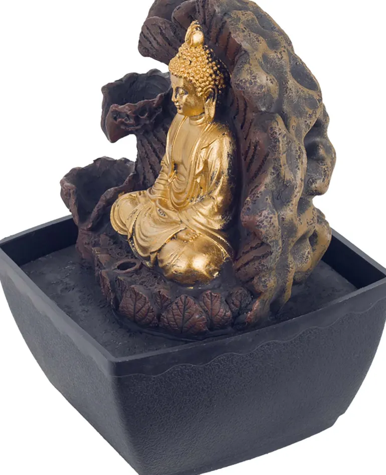 Fontaine d"intérieur en résine bouddha et rocher