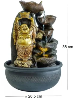 Fontaine d"intérieur en résine bouddha et cascade