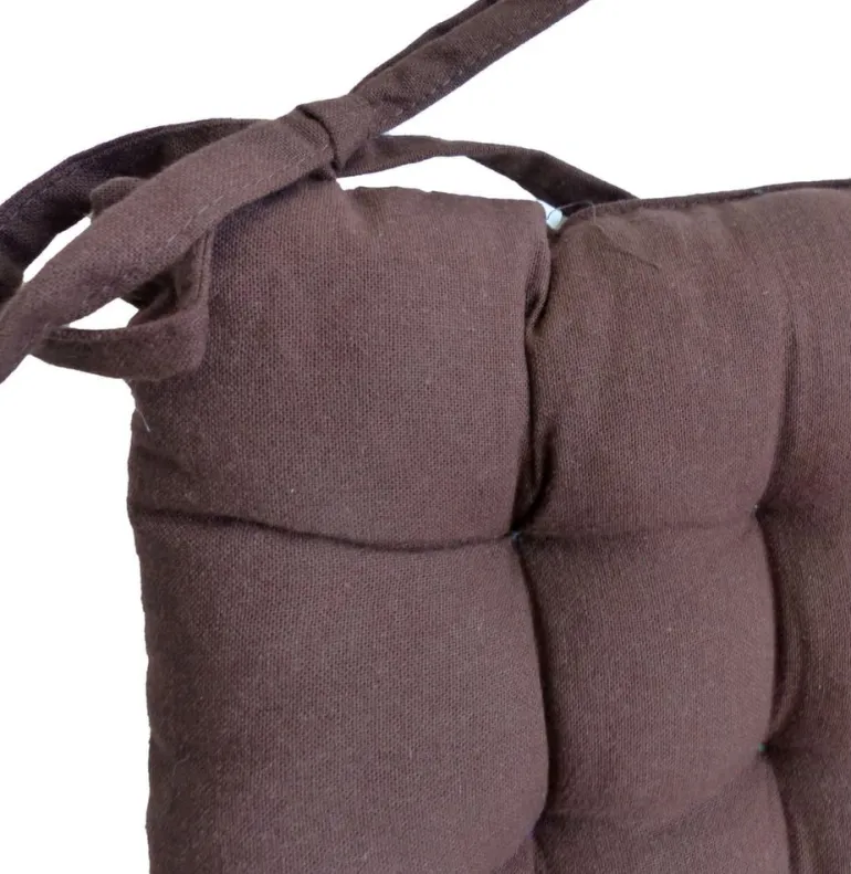 Galette de chaise en coton uni 40 cm 25 points (Chocolat)