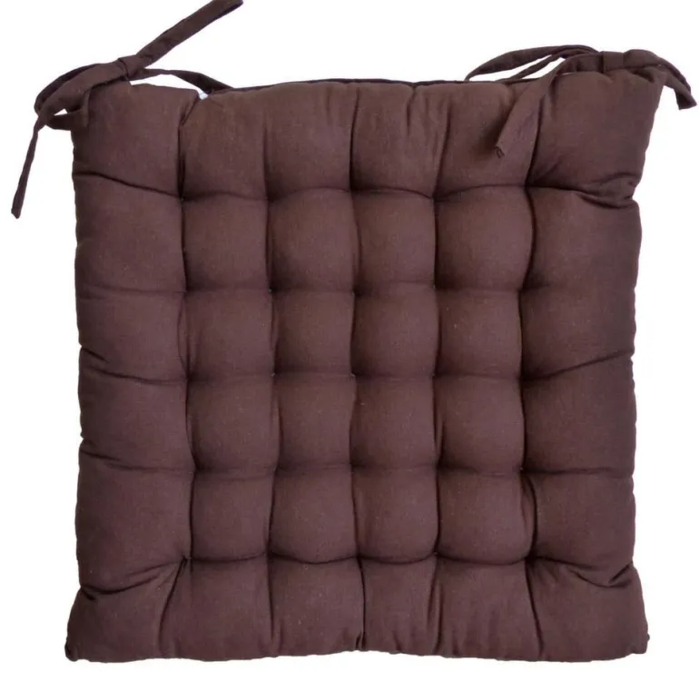 Galette de chaise en coton uni 40 cm 25 points (Chocolat)